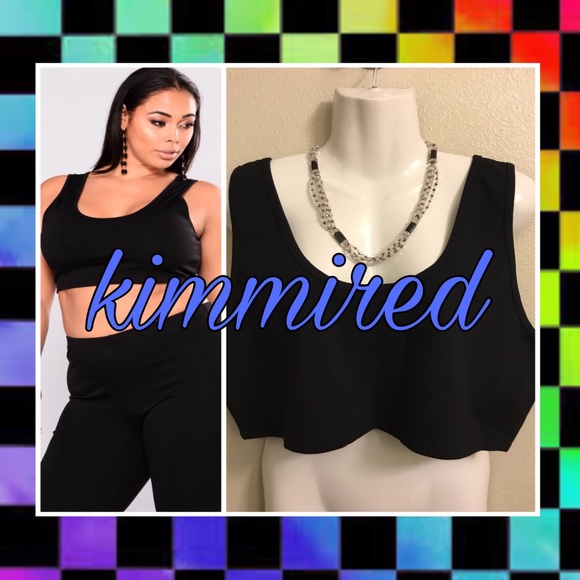 🆕Fashion Nova Black Crop Top/Legging Set~ 3X ~NWT - Picture 2 of 7